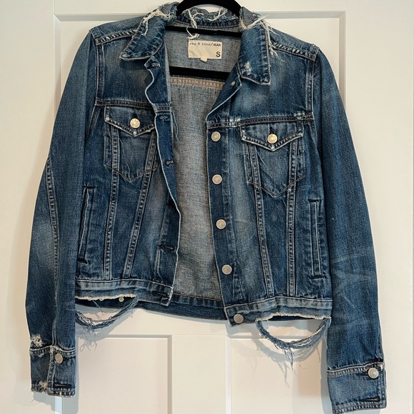 RAG & BONE DESTROYED DENIM JACKET - Picture 1 of 4